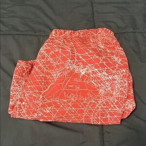 Vineyard Vines Map Print Swim Shorts Orange Size Medium